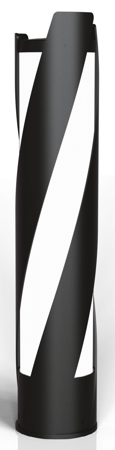 Modern Architectural Bollard, Swirl LED Pedestrian Luminaire, Decorative Curved Design, 42 inch, Up to 7,000 lumens