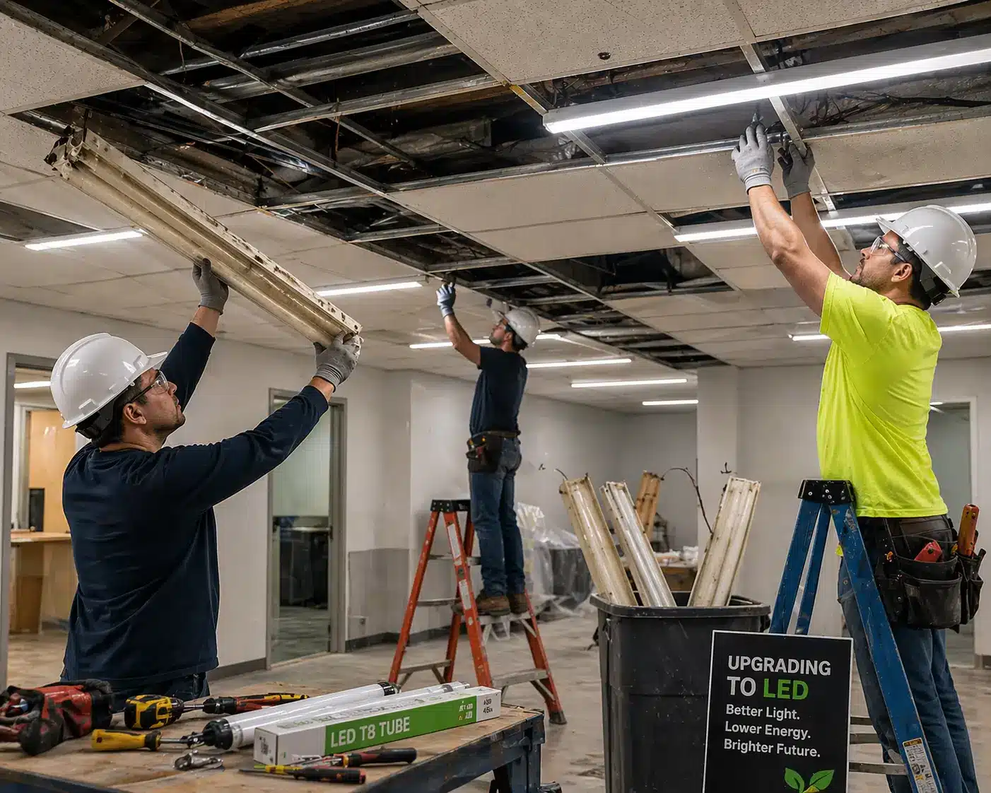 Learn how to retrofit your commercial building with modern LED lighting. Compare fixture replacement options, improve energy efficiency, reduce maintenance, and discover the latest advances in commercial LED technology.