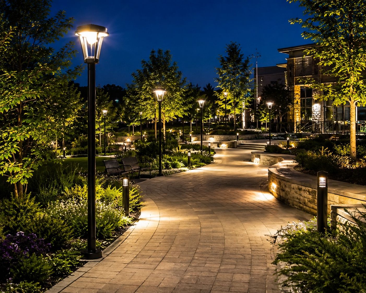 Discover how well-designed commercial outdoor lighting improves safety, pedestrian comfort, wayfinding, and the overall user experience. Learn how layered lighting creates welcoming commercial environments.