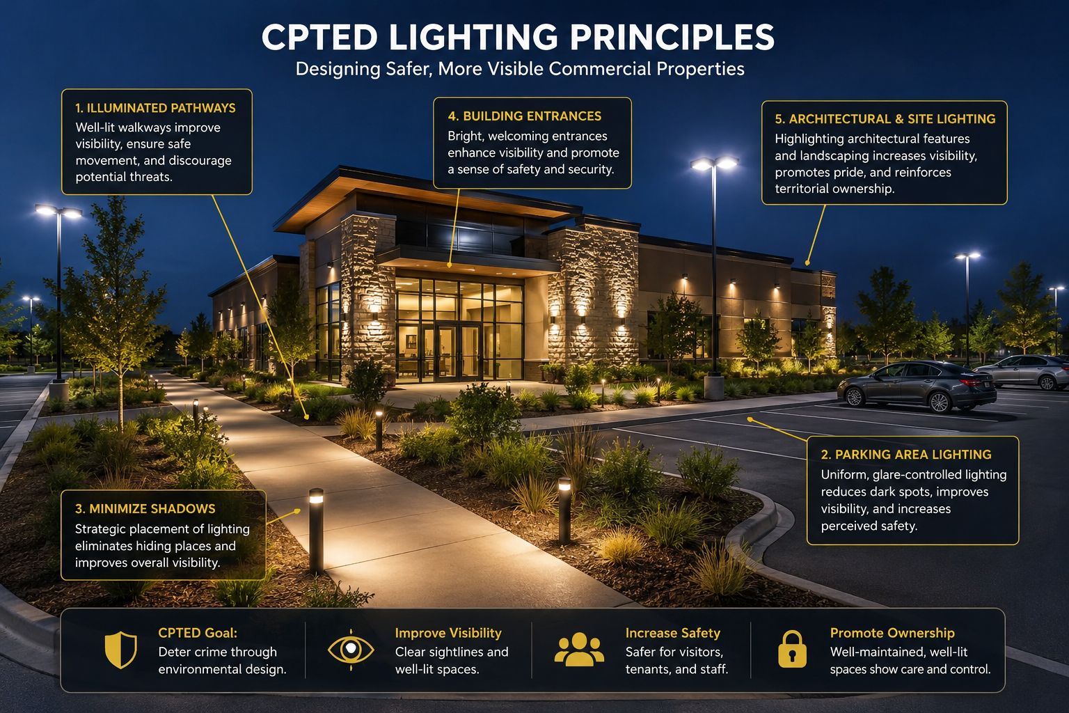 Learn where commercial LED outdoor lights should be used for parking lots, office buildings, retail centers, healthcare facilities, schools, industrial sites, hotels, and municipalities. Discover how proper fixture selection improves safety, efficiency, and curb appeal.