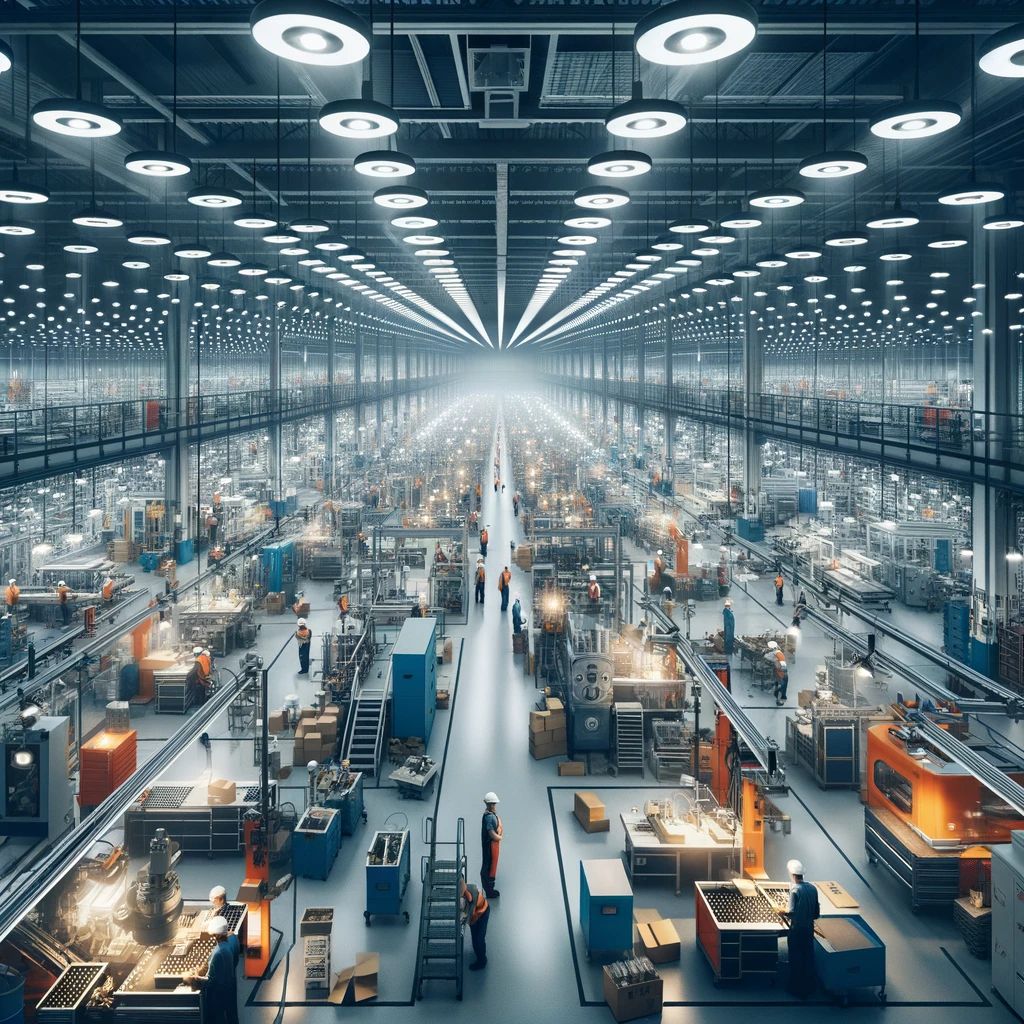 Discover how to select the right LED high bay lighting for manufacturing facilities, including fixture types, mounting heights, lighting layouts, foot candle recommendations, and industry-specific applications.