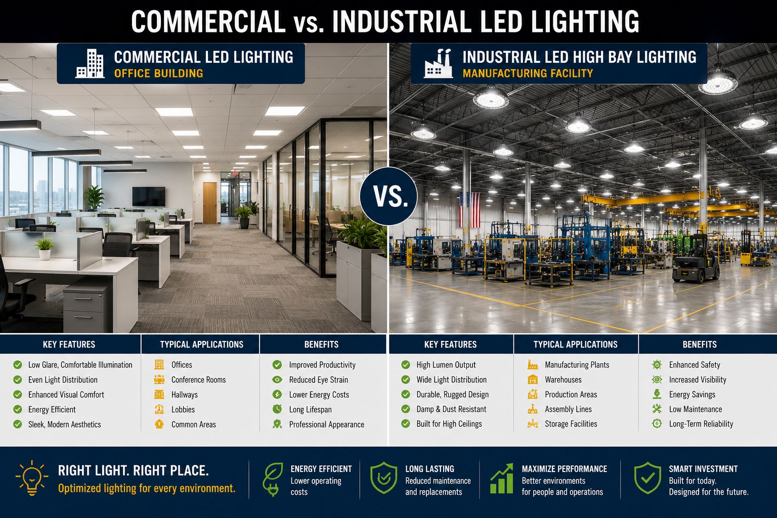 Explore today's industrial lighting technologies, compare LED with HID, fluorescent, metal halide, and high-pressure sodium lighting, and learn which lighting technology delivers the best performance for industrial facilities.