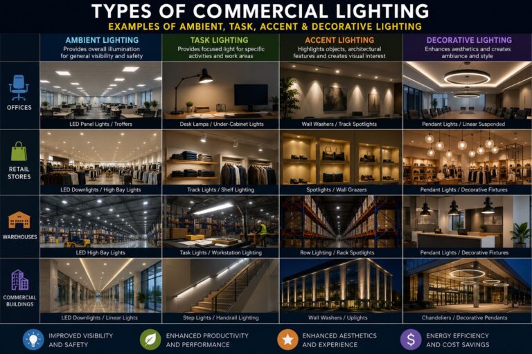 Type Lighting The Four Types of Commercial Lighting and Where They Are Used