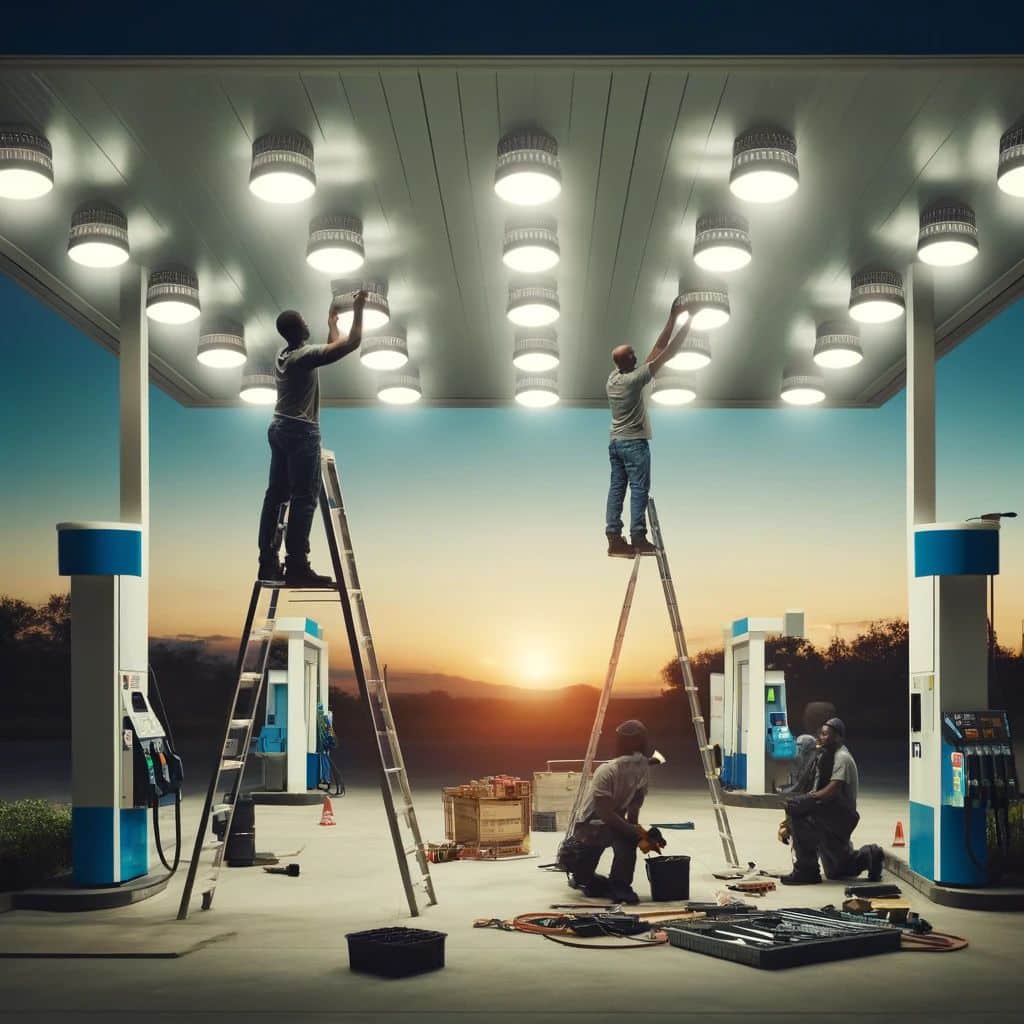 Upgrade your gas station canopy lighting with modern LED fixtures. Learn about retrofit options, mounting styles, energy savings, field-selectable wattage, improved visibility, and long-term maintenance savings.