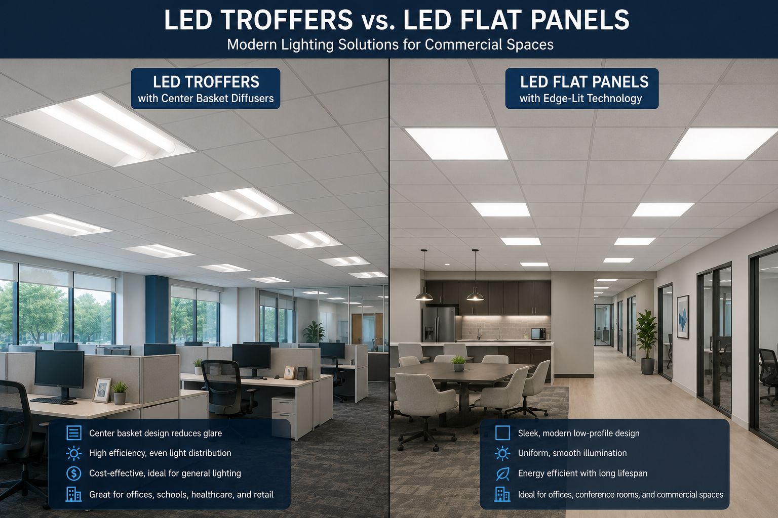 Tupelo LED center basket troffer provides adjustable wattage and CCT with up to 9,720 lumens for offices, schools, healthcare and commercial interiors.
