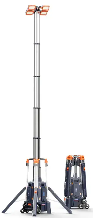 portable light tower, extends up to 17 feet